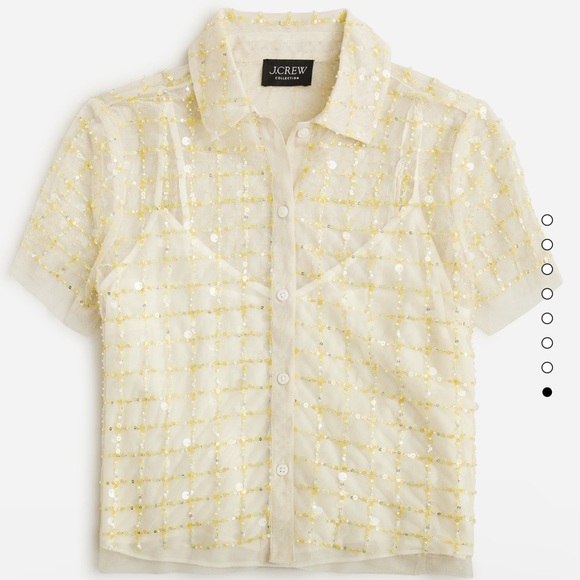 NWT Collection cropped gamine shirt with patterned sequins - Picture 5 of 12